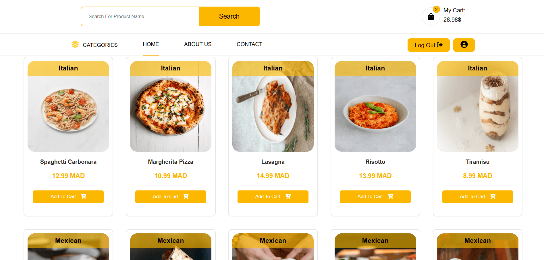 Restaurant Food Ordering Web App